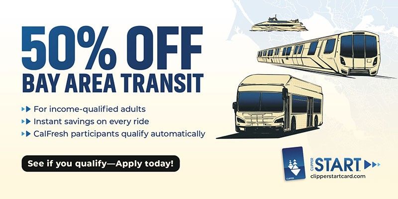 Get 50% off transit with Clipper START!