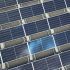 Aerial view of solar panels in array