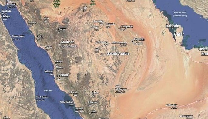 Saudi Arabia as seen on Google Maps.