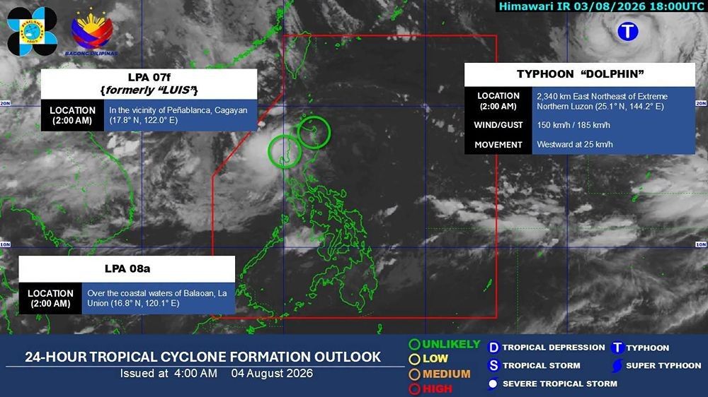 Weakened 'Luis,' another LPA to bring heavy rains on Aug. 4