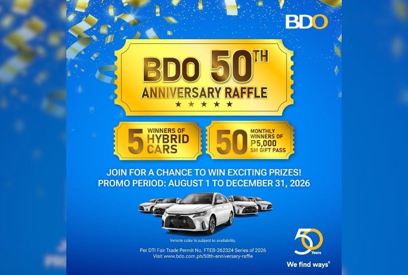 50 years of finding ways to make your dreams possible: BDO celebrates golden anniversary with thanksgiving raffle