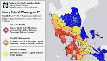 Red rainfall warning up over Metro Manila, nearby areas amid habagat