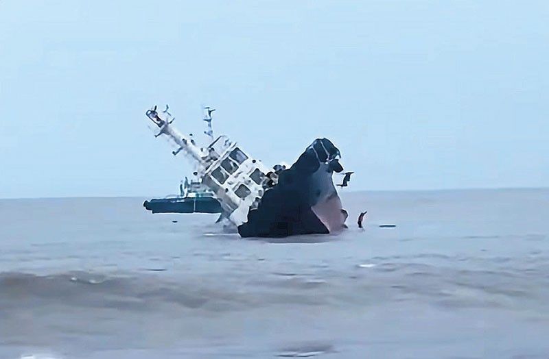 PCG rescues 10 workers who jumped off sinking boat