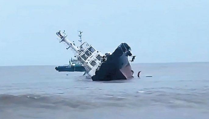 PCG rescues 10 workers who jumped off sinking boat