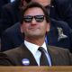 Swiss former tennis player Roger Federer attends a match in the Centre Court's Royal Box on the eighth day of the 2026 Wimbledon Championships at The All England Lawn Tennis and Croquet Club in Wimbledon, southwest London, on July 6, 2026.