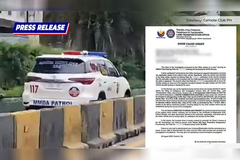 LTO flags MMDA vehicle over EDSA busway use