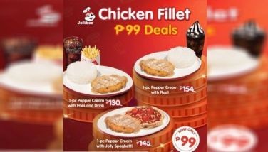 Jollibee offers Chicken Fillet meals for just P99!
