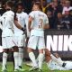 France's forward #10 Kylian Mbappe lies on the football pitch after scoring a goal during the UEFA Nations League (League A, Group 1) first leg football match between Turkey and France at the Kocaeli Stadium in Izmit, on September 25, 2026. 