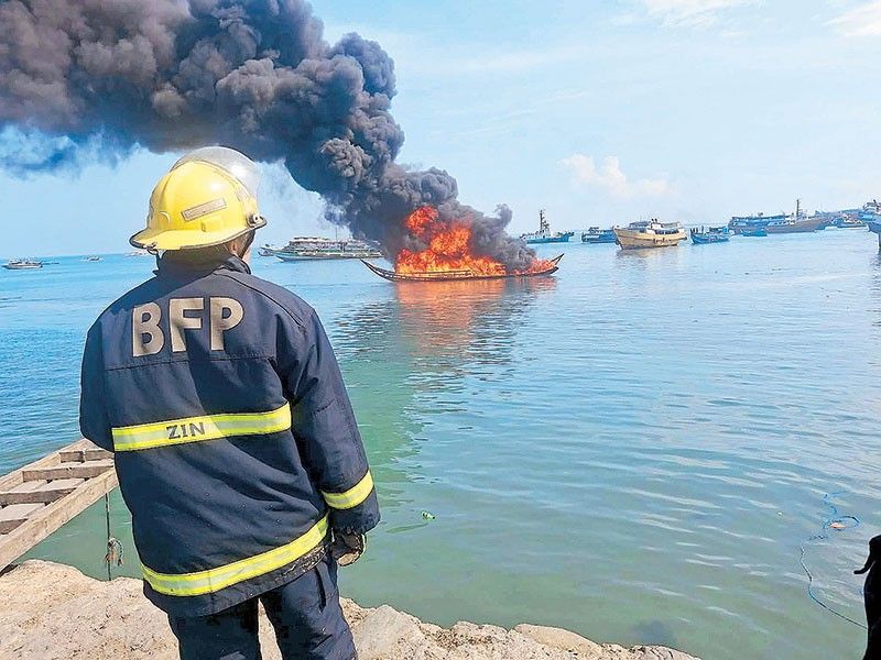 Boat catches fire off Zamboanga; 1 injured, 4 survive