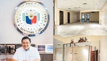 Photo taken October 5, 2026, shows the Senate president pro tempore’s office, which was used by Sen. Jinggoy Estrada. The office has been stripped bare of furniture and permanent fixtures including tiles, toilet bowls, wall panels and electric sockets.
