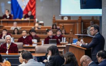 Rep. Keith Flores (Bukidnon), a member of the prosecution, addresses the Senate impeachment court during Vice President Sara Duterte's impeachment trial on Oct. 1, 2026.